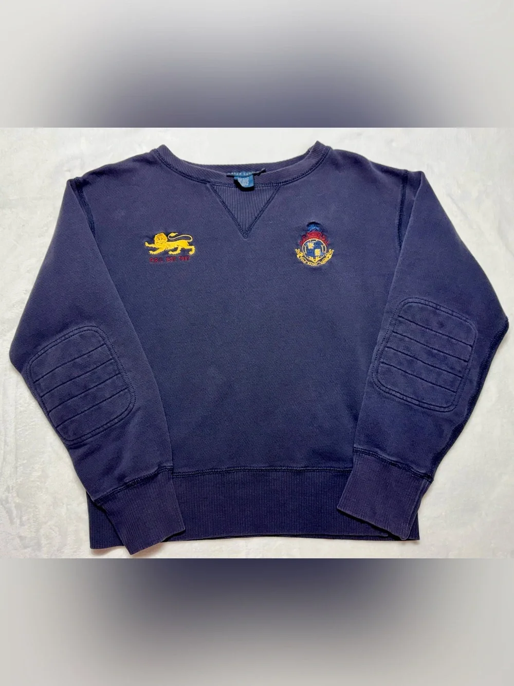 Ralph Lauren Boy’s Navy Fleece Crewneck Pullover Sweatshirt Embroidered Logo